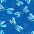 Ice blue dragonflies pearlescent dot details peacock blue background quilting fabric dragonfly lovers patchwork sewing projects