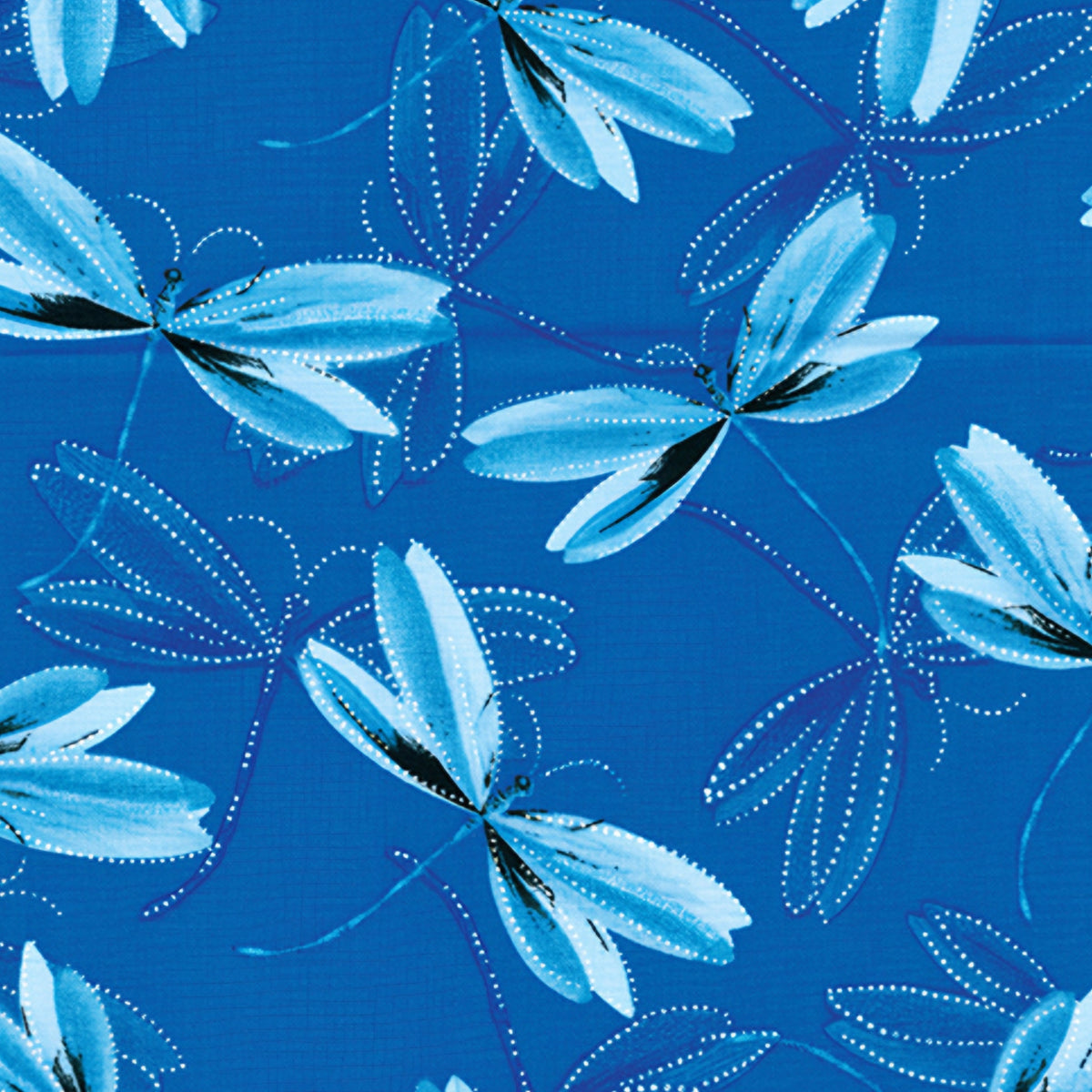 Ice blue dragonflies pearlescent dot details peacock blue background quilting fabric dragonfly lovers patchwork sewing projects