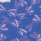 Iris purple dragonflies pearlescent dot details periwinkle blue background quilting fabric dragonfly lovers patchwork sewing projects
