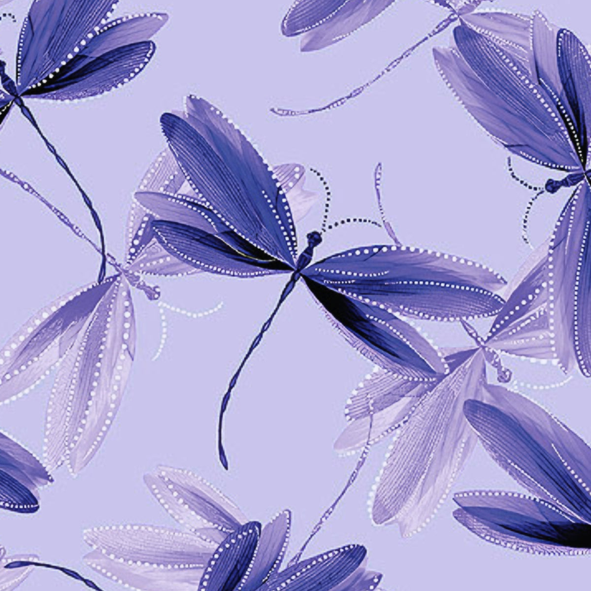 Purple dragonflies pearlescent dot details pale lavender background quilting fabric dragonfly lovers patchwork sewing projects