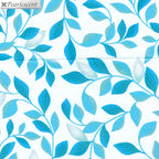 Turquoise aqua leaf vine sprays pearlescent dot details white background quilting fabric elegant quilts cushions table runners