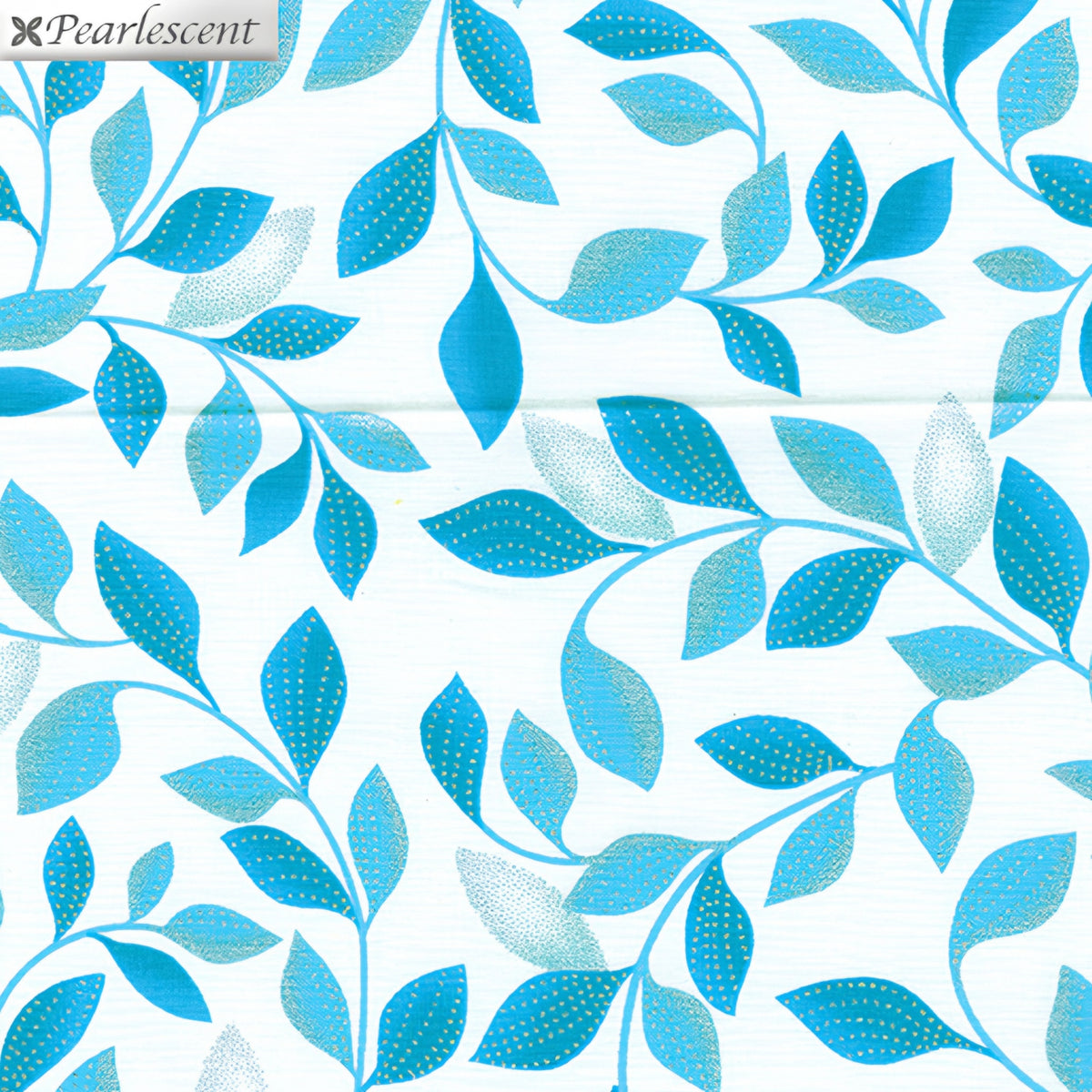 Turquoise aqua leaf vine sprays pearlescent dot details white background quilting fabric elegant quilts cushions table runners