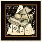 Play Your Song grand piano Melody Harmony Raise Your Voice music notes black cream novelty music panel block
