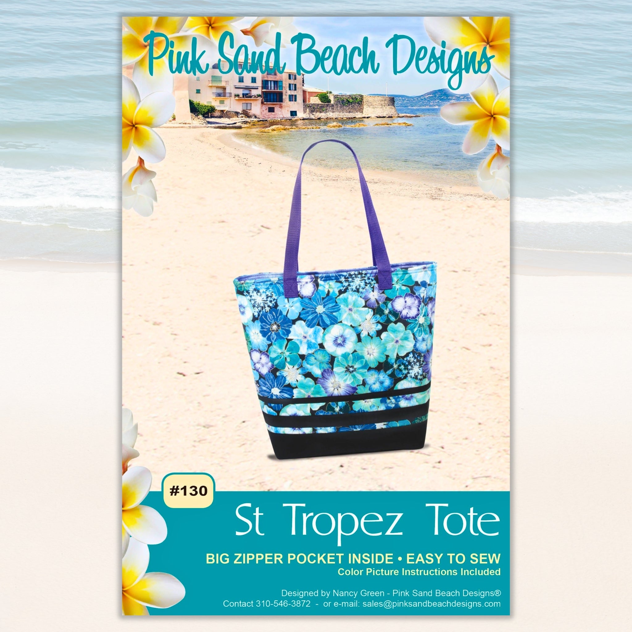 St Tropez tote bag sewing pattern spacious everyday bag with zipper pockets for quilting and patchwork sewing