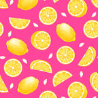 Yellow lemon pink fabric for kids' quilts, beach bags and summer patchwork sewing projects