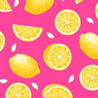 Yellow lemon pink fabric for kids' quilts, beach bags and summer patchwork sewing projects