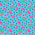 Watermelon slices aqua pink fabric for kids' quilts, beach bags and summer patchwork sewing projects