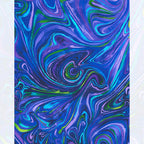 Wild marbled swirl cobalt blue purple turquoise lime green black all-over pattern digital print fabric for bargello quilts fussy cutting cushions tote bags and jacket linings