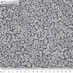 Silver pearlescent fern sprig blender charcoal grey background quilting fabric for quilts cushions and table linen