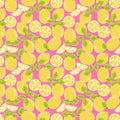 Lemons lemon slices yellow hot pink fabric for children's quilts and summer patchwork projects