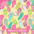 Colourful flip-flops pink aqua lime yellow fabric for children's quilts and summer patchwork projects