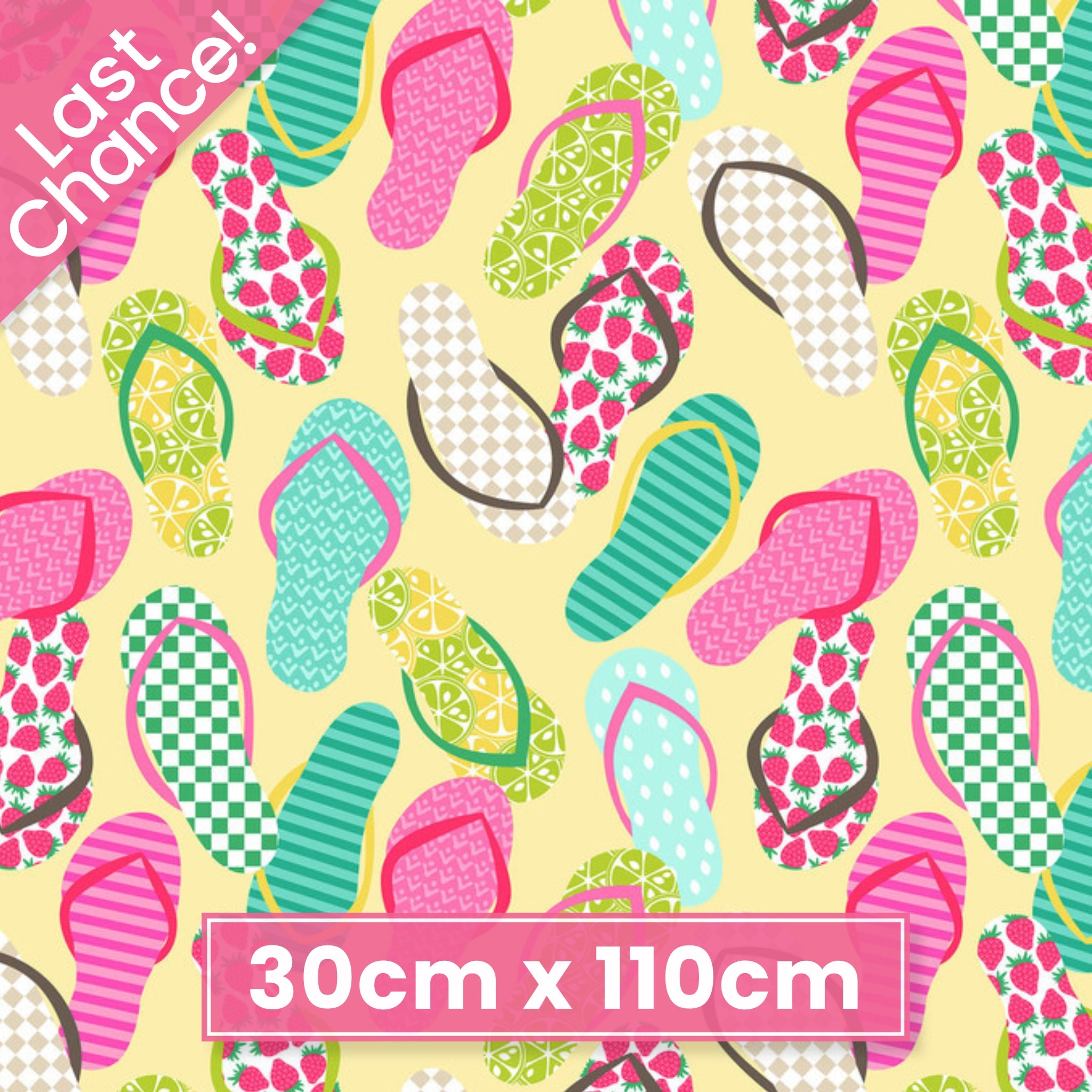 Colourful flip-flops pink aqua lime yellow fabric for children's quilts and summer patchwork projects