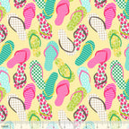 Colourful flip-flops pink aqua lime yellow fabric for children's quilts and summer patchwork projects