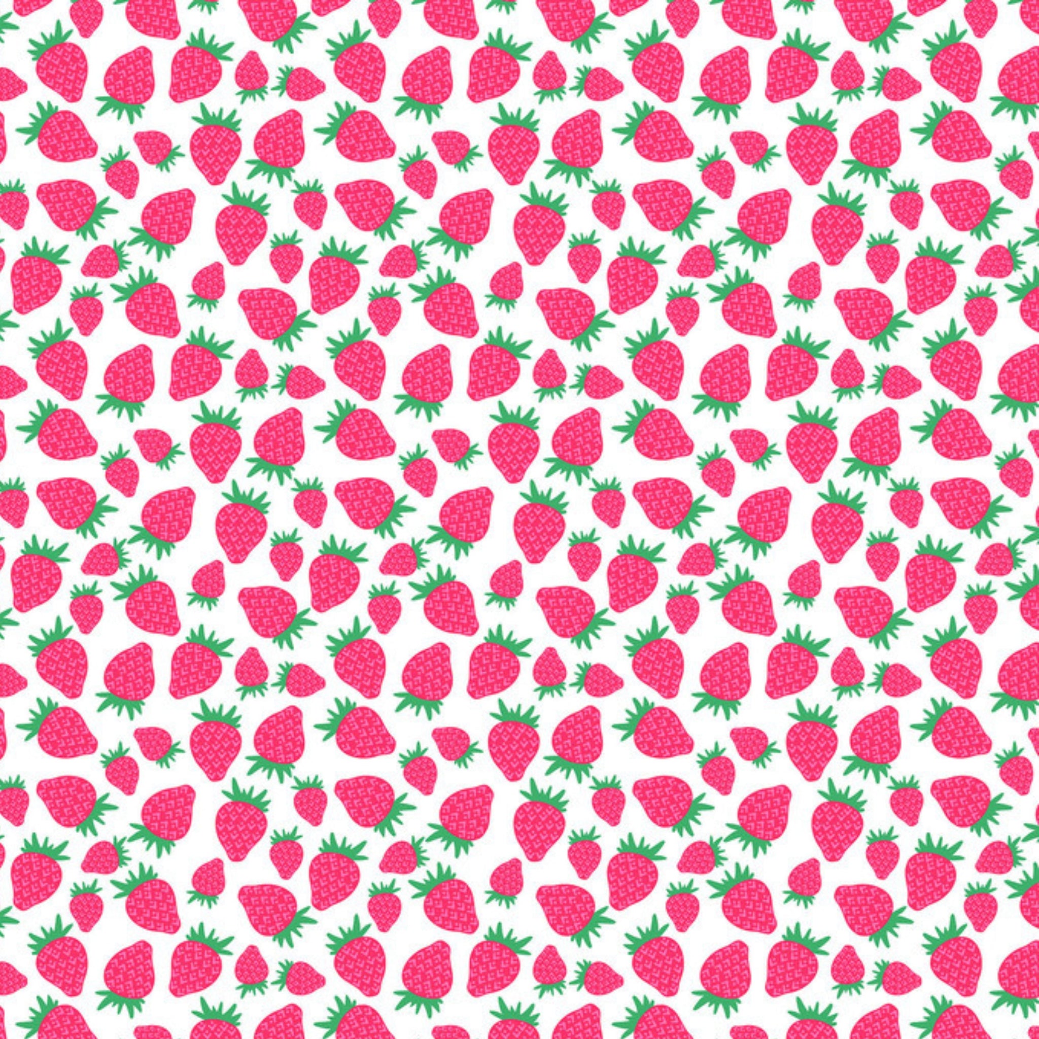 Strawberries pink white fabric for children's quilts and summer patchwork projects