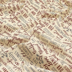 Family words quilting fabric beige cream — cherish gather roots blessed — novelty word print for quilts and heartfelt home gifts