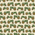 Green tractor print cream quilting fabric novelty farm tractors yellow wheels for boys quilts farm gifts and patchwork projects