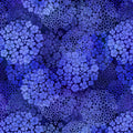 Packed clusters of small five-petal flowers cobalt periwinkle navy blue floral blender quilting fabric patchwork sewing projects