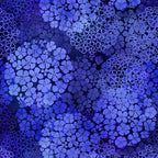 Packed clusters of small five-petal flowers cobalt periwinkle navy blue floral blender quilting fabric patchwork sewing projects