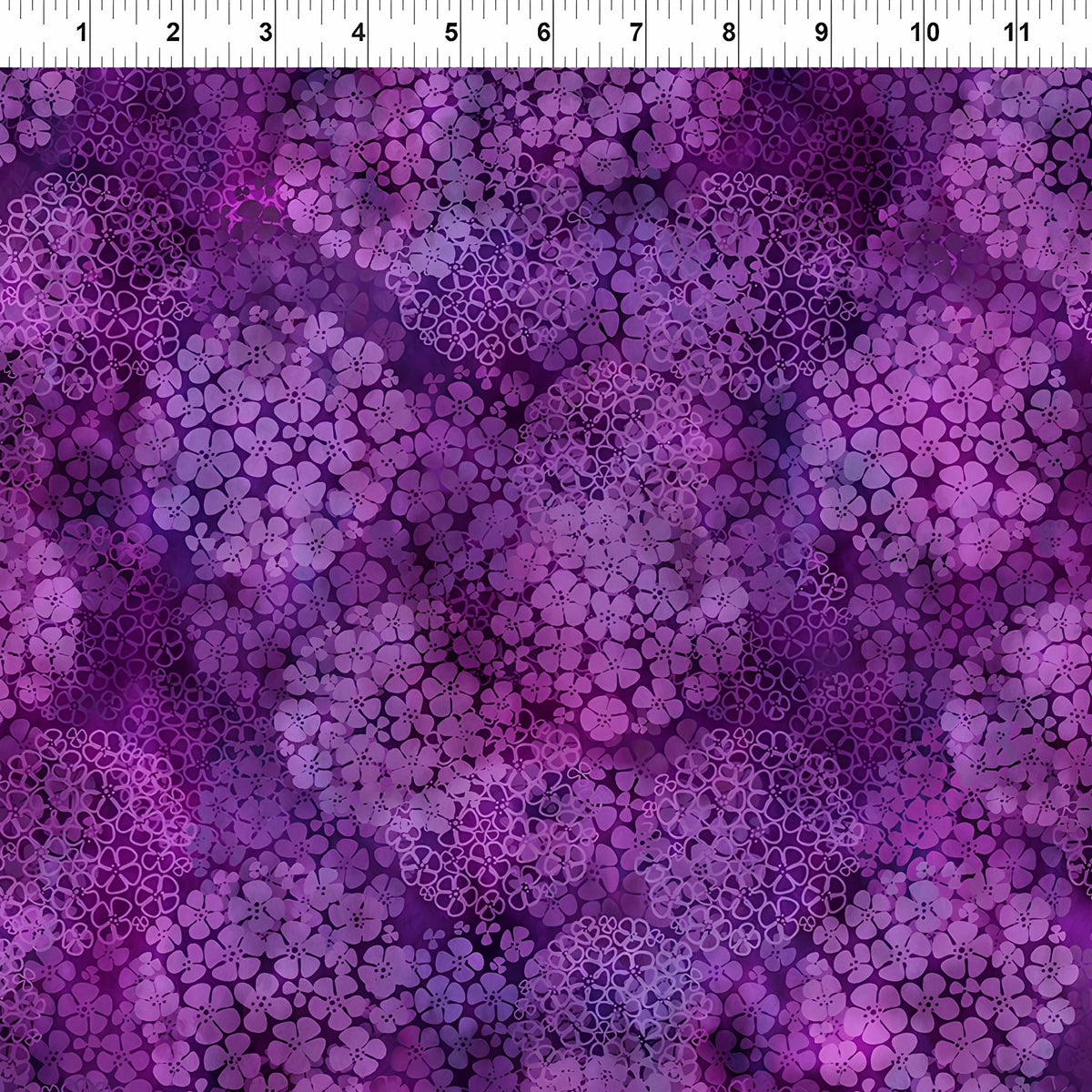 Packed clusters of small five-petal flowers violet magenta purple floral blender quilting fabric patchwork sewing projects