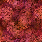 Packed clusters of small five-petal flowers coral orange burgundy red spice floral blender quilting fabric patchwork sewing projects