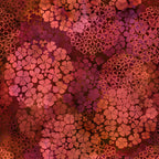 Packed clusters of small five-petal flowers coral orange burgundy red spice floral blender quilting fabric patchwork sewing projects