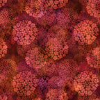 Packed clusters of small five-petal flowers coral orange burgundy red spice floral blender quilting fabric patchwork sewing projects