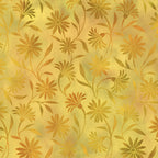 Scattered daisy blooms trailing vines amber golden brown olive gold yellow floral blender quilting fabric patchwork sewing projects