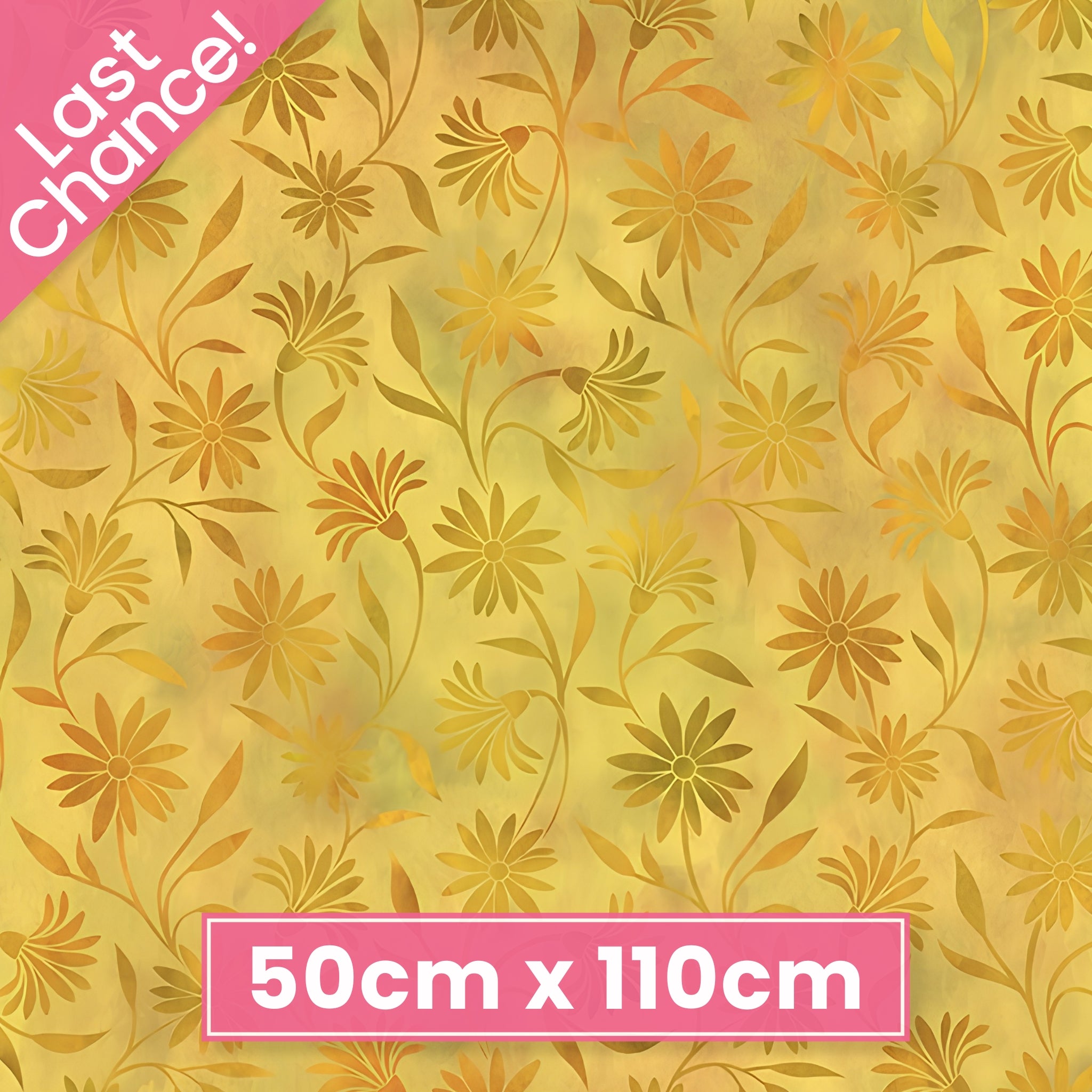 Scattered daisy blooms trailing vines amber golden brown olive gold yellow floral blender quilting fabric patchwork sewing projects