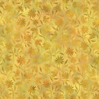 Scattered daisy blooms trailing vines amber golden brown olive gold yellow floral blender quilting fabric patchwork sewing projects