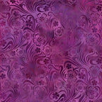 Swirling scrolls five-petal blooms deep violet purple magenta floral blender quilting fabric patchwork sewing projects