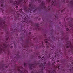 Swirling scrolls five-petal blooms deep violet purple magenta floral blender quilting fabric patchwork sewing projects