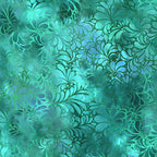 Feathery flourish motifs deep teal aqua turquoise blender quilting fabric patchwork sewing projects