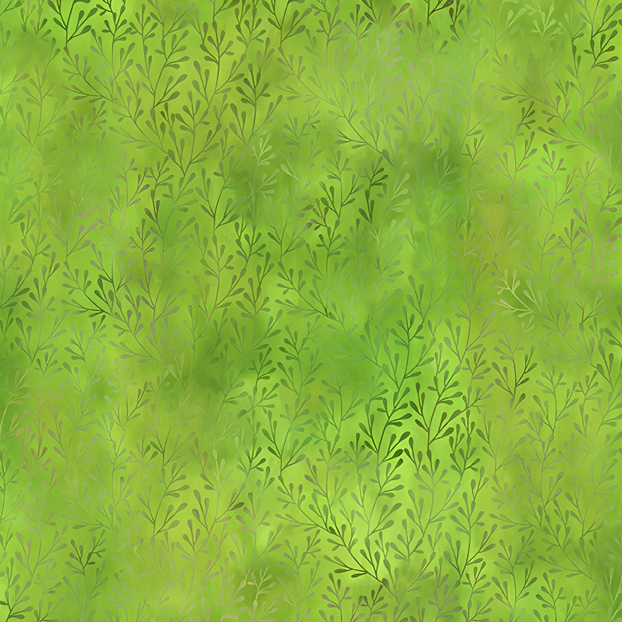 Scattered sprigs tiny leaf clusters olive forest green bright apple green blender quilting fabric patchwork sewing projects