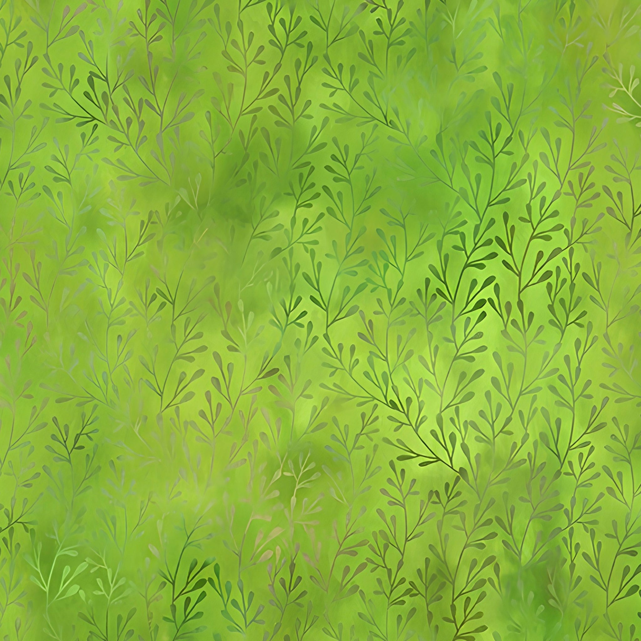 Scattered sprigs tiny leaf clusters olive forest green bright apple green blender quilting fabric patchwork sewing projects