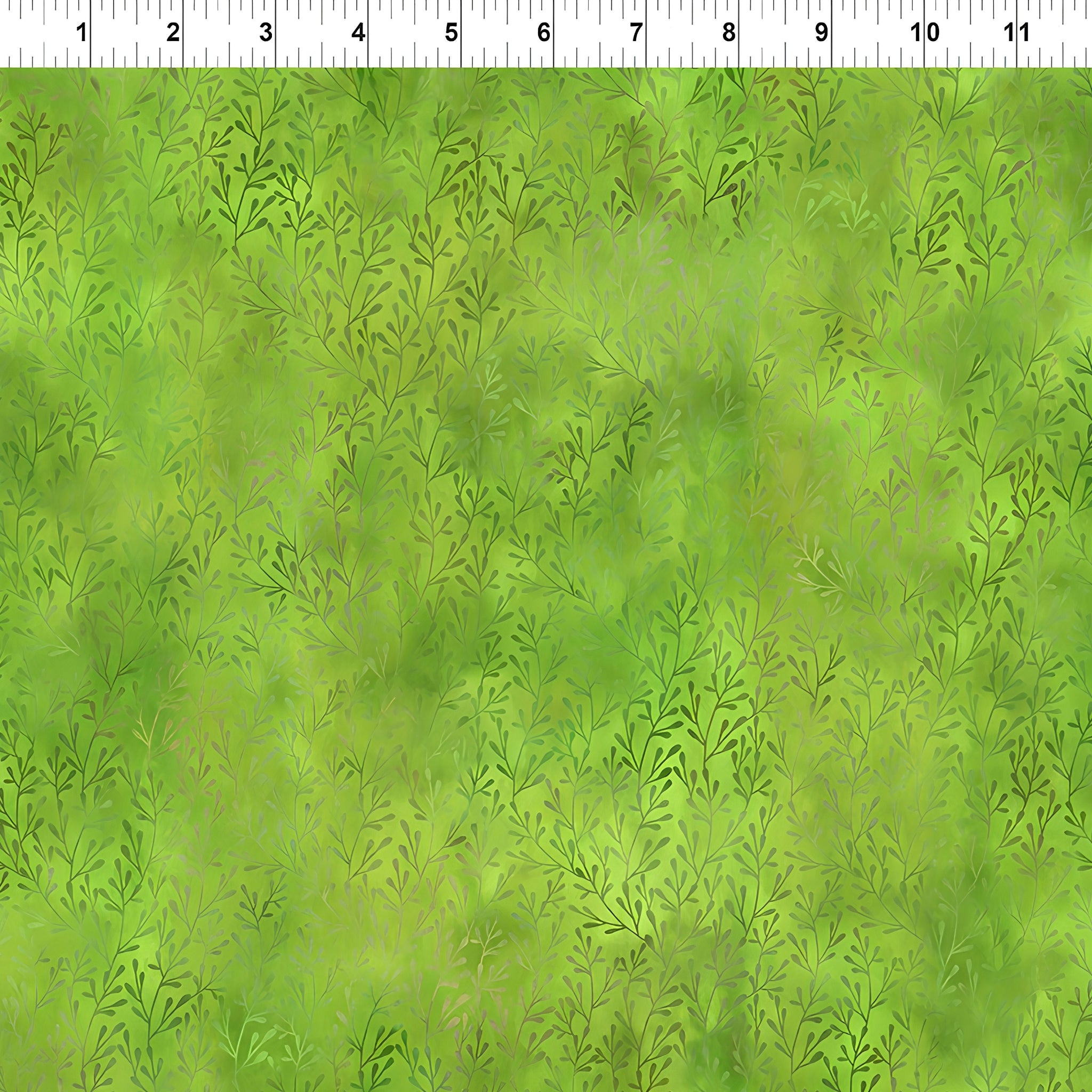 Scattered sprigs tiny leaf clusters olive forest green bright apple green blender quilting fabric patchwork sewing projects