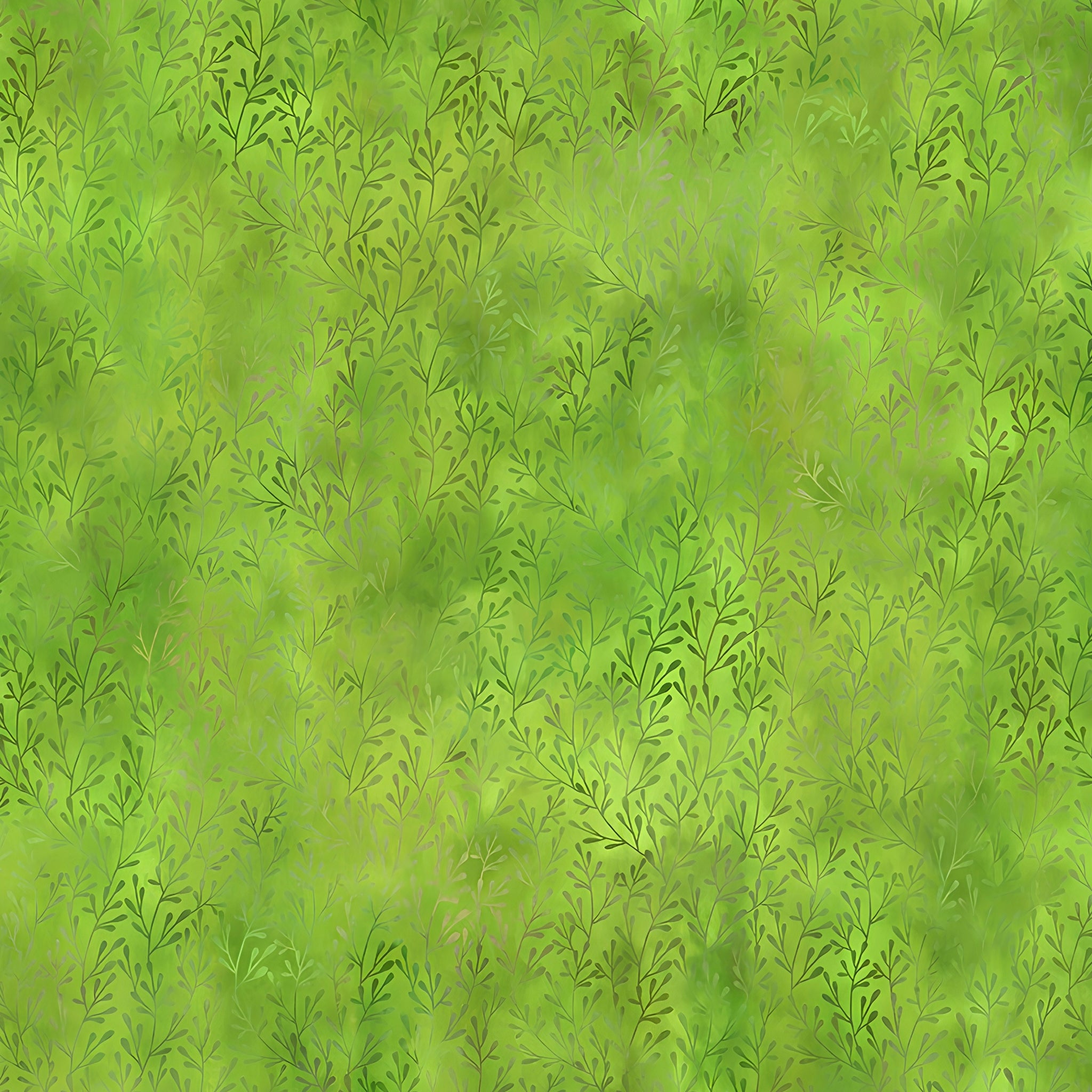 Scattered sprigs tiny leaf clusters olive forest green bright apple green blender quilting fabric patchwork sewing projects