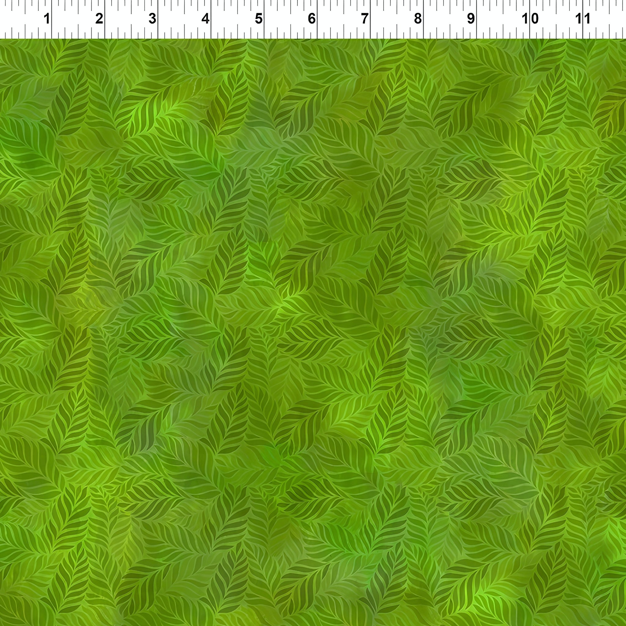 Densely packed overlapping leaves mid-green forest green bright apple green blender quilting fabric patchwork sewing projects