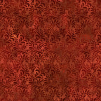 Flowing succulent fronds feathery leaf sprays deep crimson burgundy red orange blender quilting fabric patchwork sewing projects