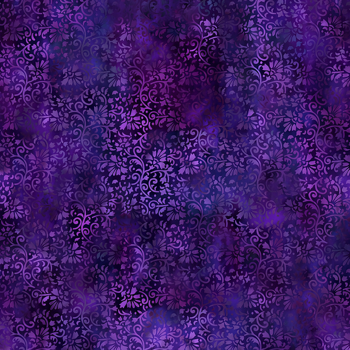 Intricate scrolling vines daisy blooms violet lavender deep amethyst purple floral blender quilting fabric patchwork sewing projects