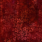 Intricate scrolling vines daisy blooms coral burgundy rich crimson red floral blender quilting fabric patchwork sewing projects