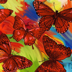 Orange red monarch butterfly print vibrant tropical background for novelty quilting projects