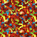Orange red monarch butterfly print vibrant tropical background for novelty quilting projects