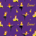 Emma Wiggle ballet dancing purple yellow black costume ballet shoes gold hearts novelty kids quilting fabric children's quilts dance bags patchwork projects