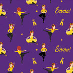 Emma Wiggle ballet dancing purple yellow black costume ballet shoes gold hearts novelty kids quilting fabric children's quilts dance bags patchwork projects