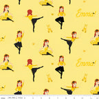 Emma Wiggle ballet dancing yellow black costume ballet shoes gold hearts novelty kids quilting fabric children's quilts dance bags patchwork projects