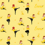 Emma Wiggle ballet dancing yellow black costume ballet shoes gold hearts novelty kids quilting fabric children's quilts dance bags patchwork projects
