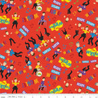 The Wiggles Emma Anthony Lachy Simon dancing guitar drums keyboards red novelty kids quilting fabric children's quilts Wiggles gifts patchwork projects