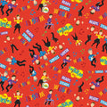 The Wiggles Emma Anthony Lachy Simon dancing guitar drums keyboards red novelty kids quilting fabric children's quilts Wiggles gifts patchwork projects