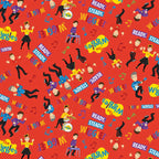 The Wiggles Emma Anthony Lachy Simon dancing guitar drums keyboards red novelty kids quilting fabric children's quilts Wiggles gifts patchwork projects