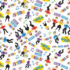 The Wiggles Emma Anthony Lachy Simon dancing guitar drums keyboards white novelty kids quilting fabric children's quilts Wiggles gifts patchwork projects